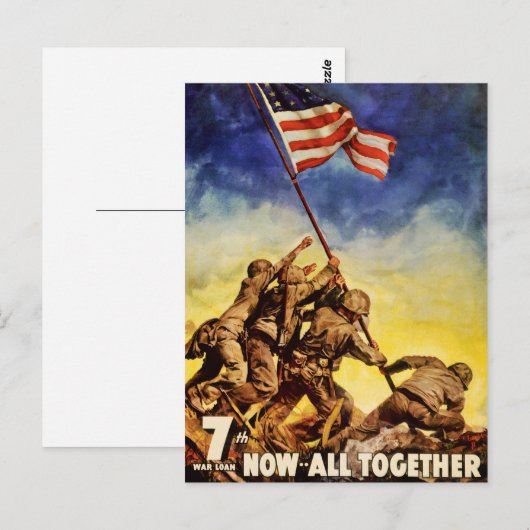 Nu allemaal samen  oorlogsPoster hersteld Briefkaart (Voorkant / Achterkant)