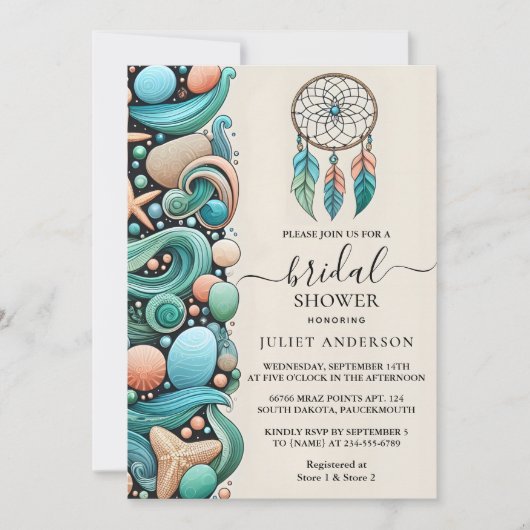 Nu Aqua Sand Work Stacked Zee Glass Vrijgezellenfe Kaart (Voorkant)