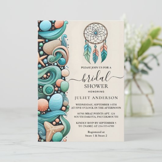 Nu Aqua Sand Work Stacked Zee Glass Vrijgezellenfe Kaart (Staand voorkant)