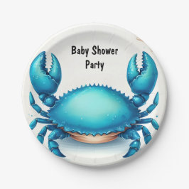Nu Beach Ocean Catch Navy Blue Crab Baby shower Papieren Bordje