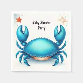 Nu Beach Ocean Catch Navy Blue Crab Baby shower Servet