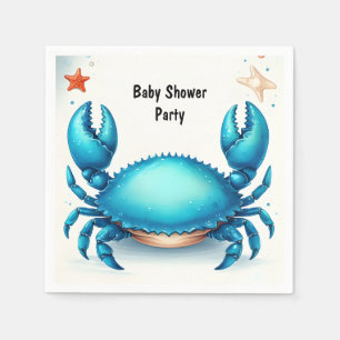 Nu Beach Ocean Catch Navy Blue Crab Baby shower Servet