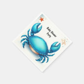 Nu Beach Ocean Catch Navy Blue Crab Baby shower Servet (Hoek)