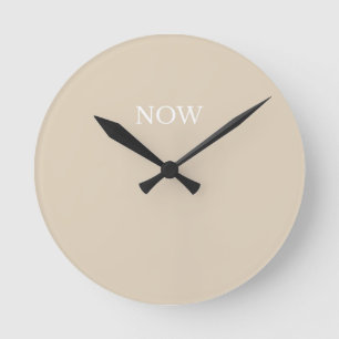 Nu Beige Kleur Minimalistisch Ontwerp Mindfulness Ronde Klok