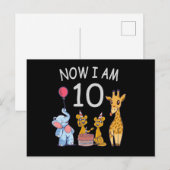Nu ben ik 10 jaar, 10e verjaardag in de dierentuin briefkaart (Voorkant / Achterkant)