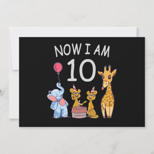 Nu ben ik 10 jaar, 10e verjaardag in de dierentuin kaart (Voorkant)