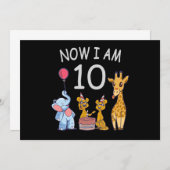 Nu ben ik 10 jaar, 10e verjaardag in de dierentuin kaart (Voorkant / Achterkant)