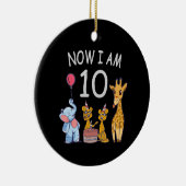 Nu ben ik 10 jaar, 10e verjaardag in de dierentuin keramisch ornament (Rechts)
