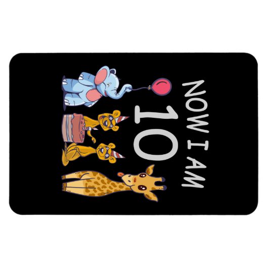 Nu ben ik 10 jaar, 10e verjaardag in de dierentuin magneet (Horizontaal)