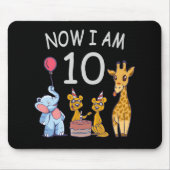 Nu ben ik 10 jaar, 10e verjaardag in de dierentuin muismat (Voorkant)