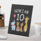 Nu ben ik 10 jaar, 10e verjaardag in de dierentuin reclamebord met voetstuk (Insitu)