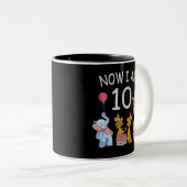 Nu ben ik 10 jaar, 10e verjaardag in de dierentuin tweekleurige koffiemok (Voorkant rechts)