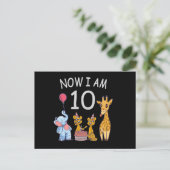Nu ben ik 10 jaar oud Verjaardag op de dierentuin Briefkaart (Staand voorkant)