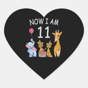 Nu ben ik 11 jaar, 11e verjaardag in de dierentuin hart sticker