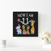 Nu ben ik 11 jaar, 11e verjaardag in de dierentuin vierkante klok (Huis)