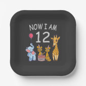 Nu ben ik 12 jaar, 12e verjaardag in de dierentuin papieren bordje (Voorkant)