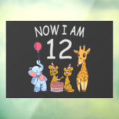 Nu ben ik 12 jaar, 12e verjaardag in de dierentuin raamsticker (Vel 3)