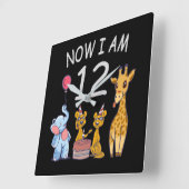 Nu ben ik 12 jaar, 12e verjaardag in de dierentuin vierkante klok (Hoek)