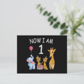 Nu ben ik 1 jaar oud 1e verjaardag in de dierentui briefkaart (Staand voorkant)