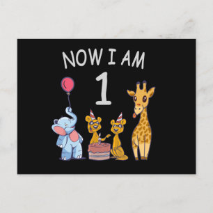 Nu ben ik 1 jaar oud 1e verjaardag in de dierentui briefkaart