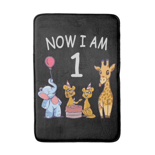 Nu ben ik 1 jaar oud op de dierentuin badmat (Voorkant Verticaal)