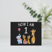 Nu ben ik 1 jaar oud op de dierentuin briefkaart (Staand voorkant)