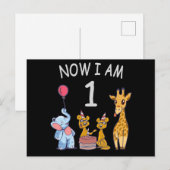 Nu ben ik 1 jaar oud op de dierentuin briefkaart (Voorkant / Achterkant)