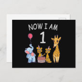 Nu ben ik 1 jaar oud op de dierentuin briefkaart (Voorkant / Achterkant)