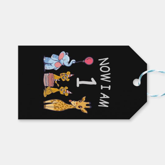 Nu ben ik 1 jaar oud op de dierentuin cadeaulabel (Voorkant (Horizontaal))