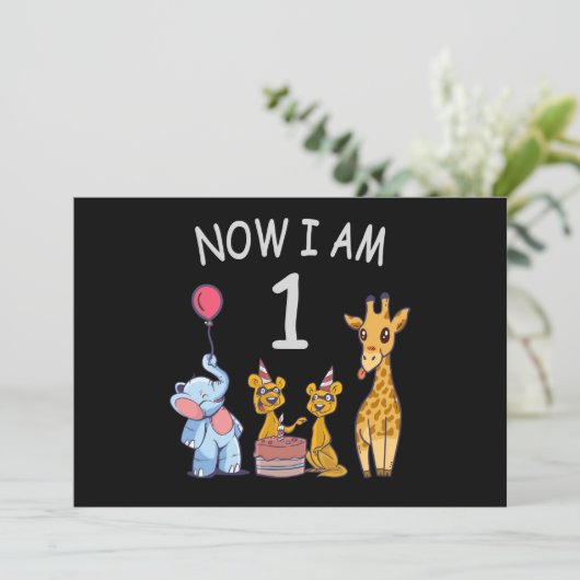 Nu ben ik 1 jaar oud op de dierentuin kaart (Staand voorkant)