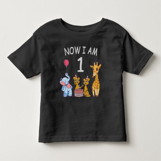 Nu ben ik 1 jaar oud op de dierentuin kinder shirts (Voorkant)