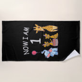 Nu ben ik 1 jaar oud op de dierentuin strandlaken (Voorkant)