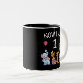 Nu ben ik 1 jaar oud op de dierentuin tweekleurige koffiemok (Voorkant rechts)