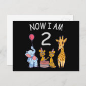 Nu ben ik 2 jaar oud 2de verjaardag in de dierentu briefkaart (Voorkant / Achterkant)