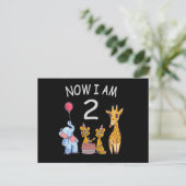 Nu ben ik 2 jaar oud, 2e verjaardag in de dierentu briefkaart (Staand voorkant)