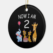 Nu ben ik 2 jaar oud, 2e verjaardag in de dierentu keramisch ornament (Links)