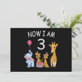 Nu ben ik 3 jaar oud 3de verjaardag in de dierentu kaart (Staand voorkant)