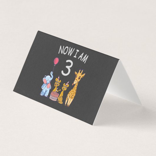 Nu ben ik 3 jaar oud, 3e verjaardag in de dierentu kaart (Voorkant)