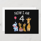 Nu ben ik 4 jaar 4e verjaardag in de dierentuin kaart (Voorkant / Achterkant)