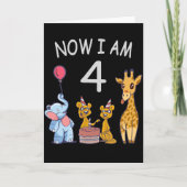 Nu ben ik 4 jaar 4e verjaardag in de dierentuin kaart (Voorkant)