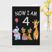 Nu ben ik 4 jaar 4e verjaardag in de dierentuin kaart (Gele Bloem)