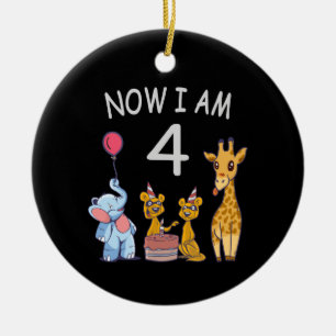Nu ben ik 4 jaar oud 4de verjaardag in de dierentu keramisch ornament