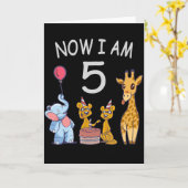 Nu ben ik 5 jaar oud 5e verjaardag in de dierentui kaart (Gele Bloem)
