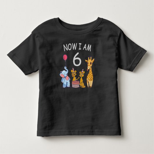 Nu ben ik 6 jaar 6e verjaardag in de dierentuin kinder shirts (Voorkant)