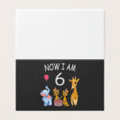 Nu ben ik 6 jaar oud 6de verjaardag in de dierentu kaart (Buitenkant ongevouwen)