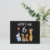 Nu ben ik 6 jaar oud 6e verjaardag in de dierentui briefkaart (Staand voorkant)