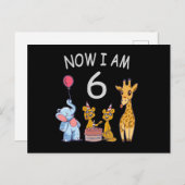 Nu ben ik 6 jaar oud 6e verjaardag in de dierentui briefkaart (Voorkant / Achterkant)