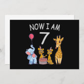 Nu ben ik 7 jaar 7e verjaardag bij de dierentuin kaart (Voorkant / Achterkant)