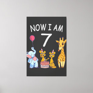 Nu ben ik 7 jaar op de zevende verjaardag van de d canvas afdruk