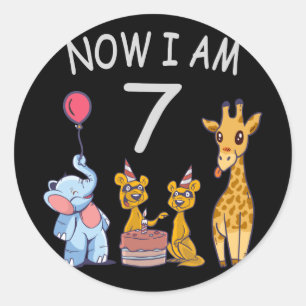 Nu ben ik 7 jaar op de zevende verjaardag van de d ronde sticker